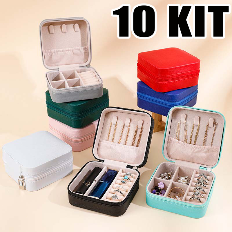 Kit 6/10 Caixa Porta Joias Mini Organizadora para Anéis e Colares Portátil Viagem Armazenamento de Brinco Colar Q1