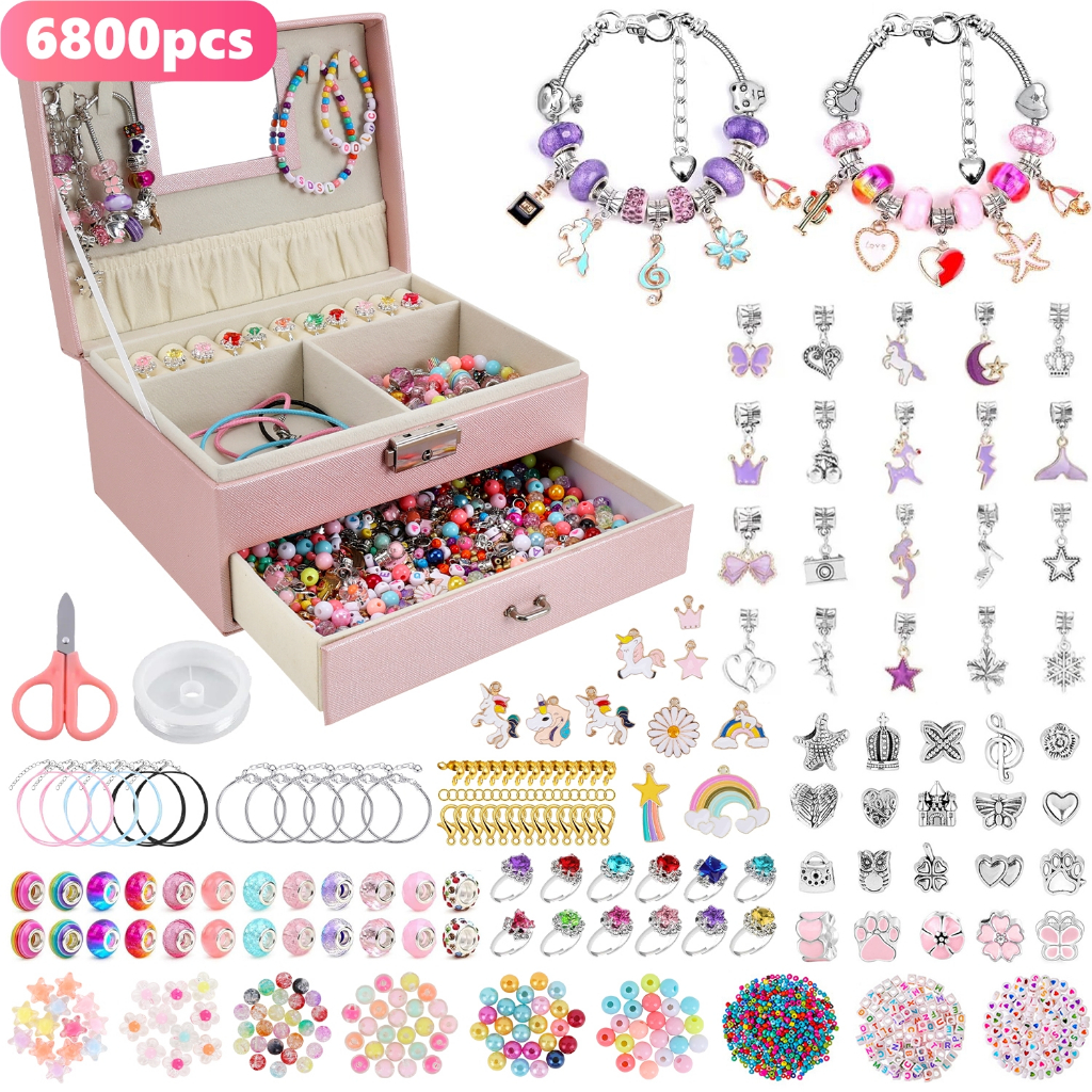 Kit Bijuterias Infantil Miçangas Pulseira Colar 6800 Pçs