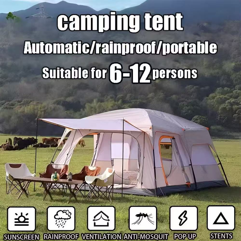 Tenda de camping para 8 a 14 pessoas, tenda grande para família com dois quartos e uma sala de estar
