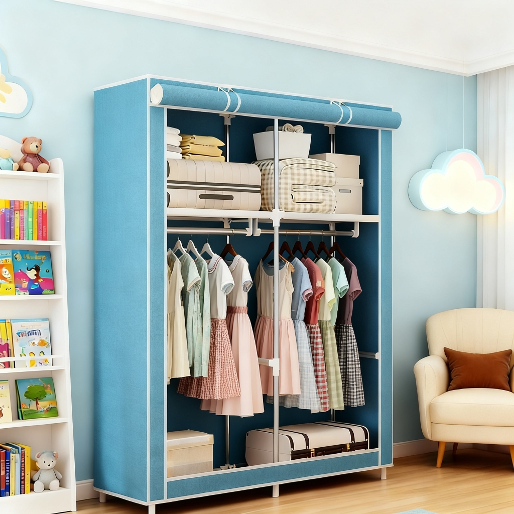 Guarda-Roupa Portátil Dobrável Armário Casal Organizador Roupas Multiuso Grande Estampado Vintage Prático