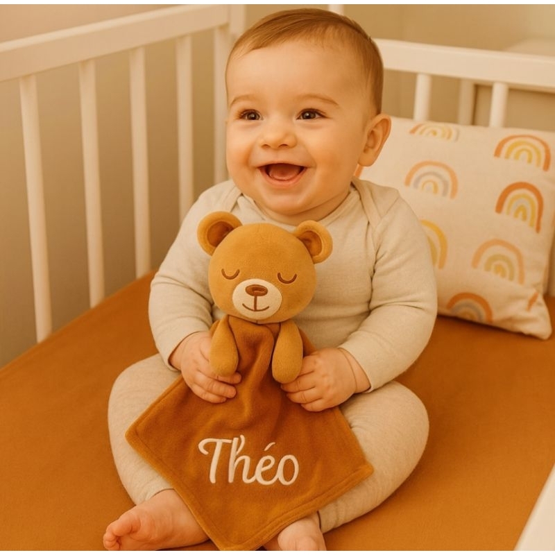 Naninha bebê Premium MENINO / MENINA PERSONALIZADO com nome bordado / Luxo / Maternidade / Chá de Bebê / Ursinho