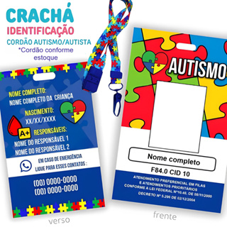 Cracha de Identificação Autismo - Cracha TEA - Cracha Com Cordão em Oferta na Shopee