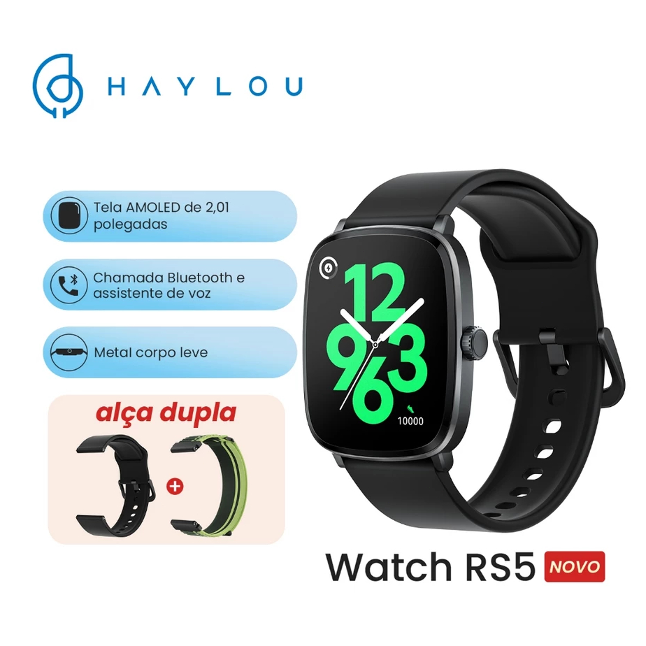 Relógio Smartwatch Haylou Rs5 2.01 Amoled Screen Hd 2 Pulseira ORIGINAL