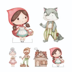 KIT DE DISPLAY EM MDF DECORAÇÃO TEMA CHAPEUZINHO VERMELHO CUTE