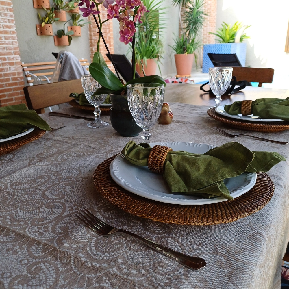 Toalha de Mesa Retângular e Redonda 4 6 8 Lugares Linhão Estampado Sala Jantar