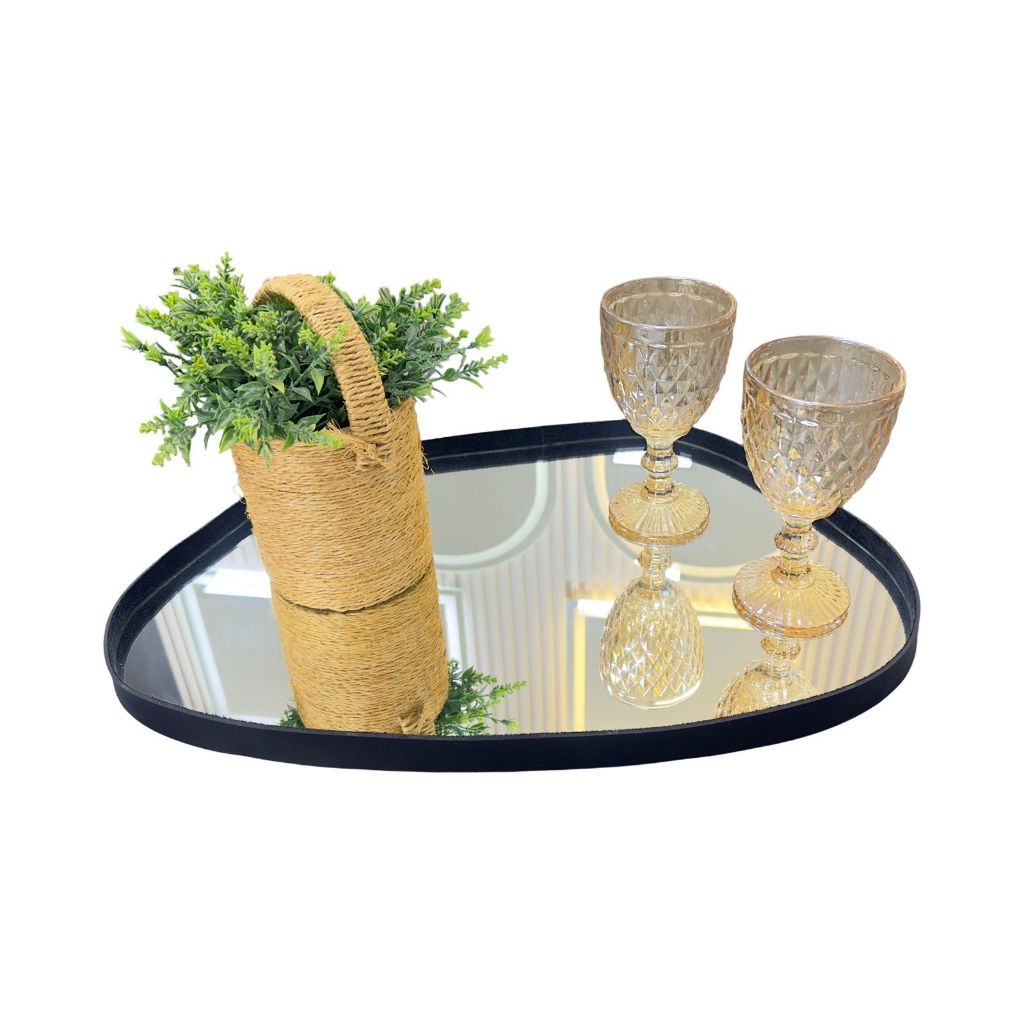 Bandeja Orgânica GRANDE Espelhada Couro Ecológico Decorativa Modelos Variados
