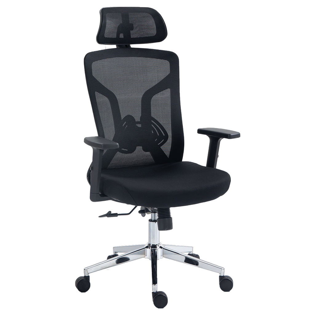 Cadeira de Escritório Diretor Giratória Dr.Office Ergo Pro, Mesh Respirável, Regulagem de Altura, Apoio de Cabeça, Preta em Oferta na Shopee