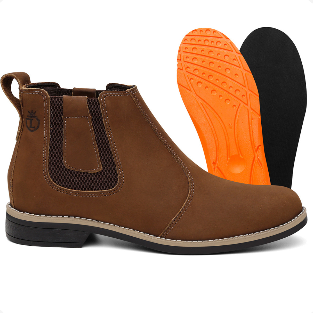 Bota Masculina Chelsea Botina Leve Macia e Confortável Elástico Palmilhas De Gel