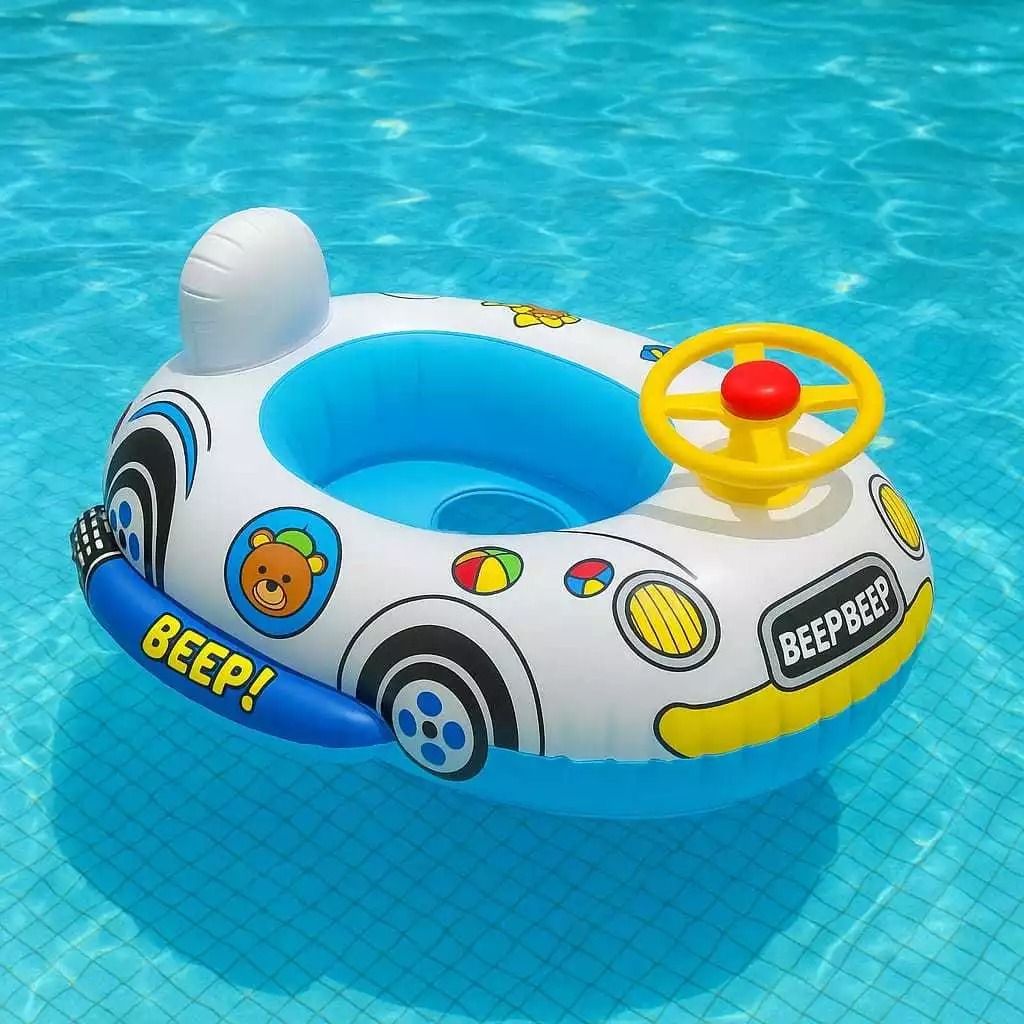 Boia Infantil Bote Carrinho Barquinho Com Assento Volante Buzina Natação Praia Piscina Clube