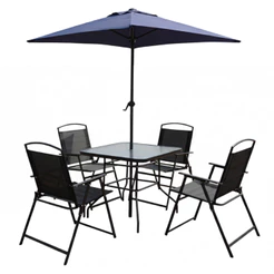 Kit Guarda Sol 2 Metros + Mesa+ 4 Cadeiras Desmontável Piscina Jardim Areas externas