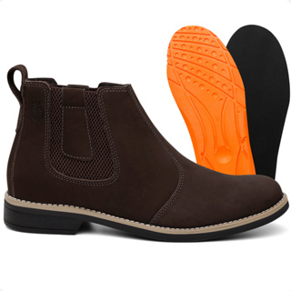 Bota Botina Chelsea Masculina Super Confortável Couro Legítimo + Palmilhas em Gel em Oferta na Shopee