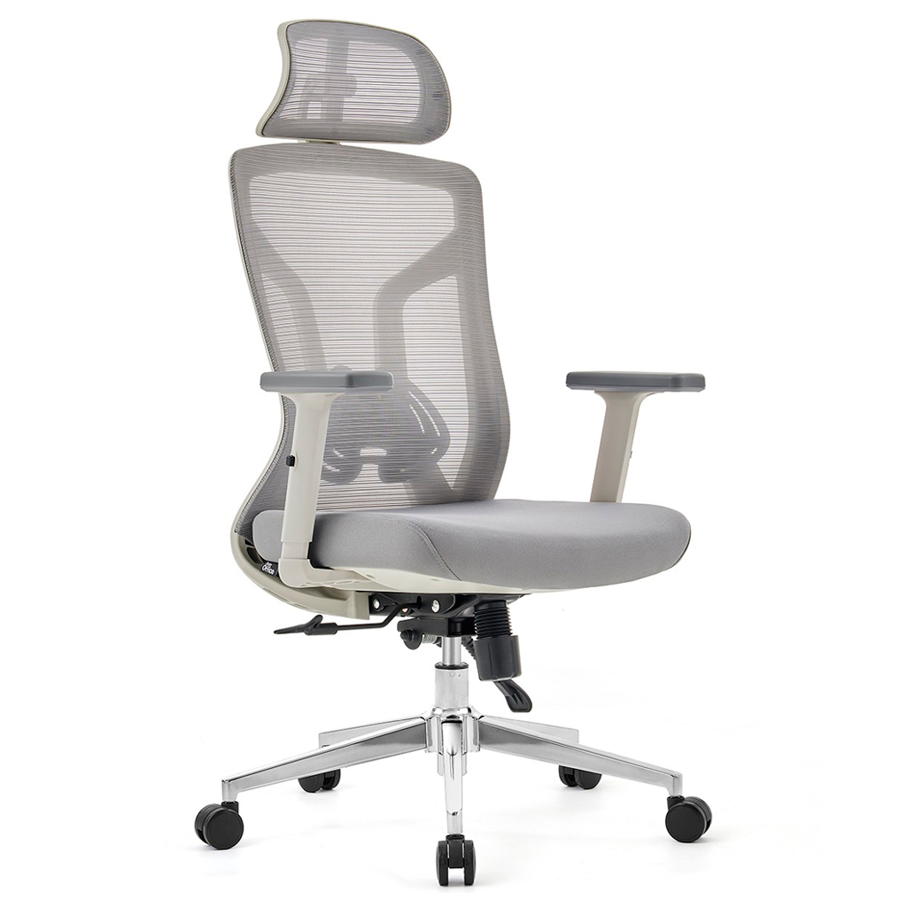 Cadeira de Escritório Diretor Dr.Office Giratória Ergo Pro, Mesh Respirável, Regulagem de Altura, Apoio de Cabeça, Cinza em Oferta na Shopee