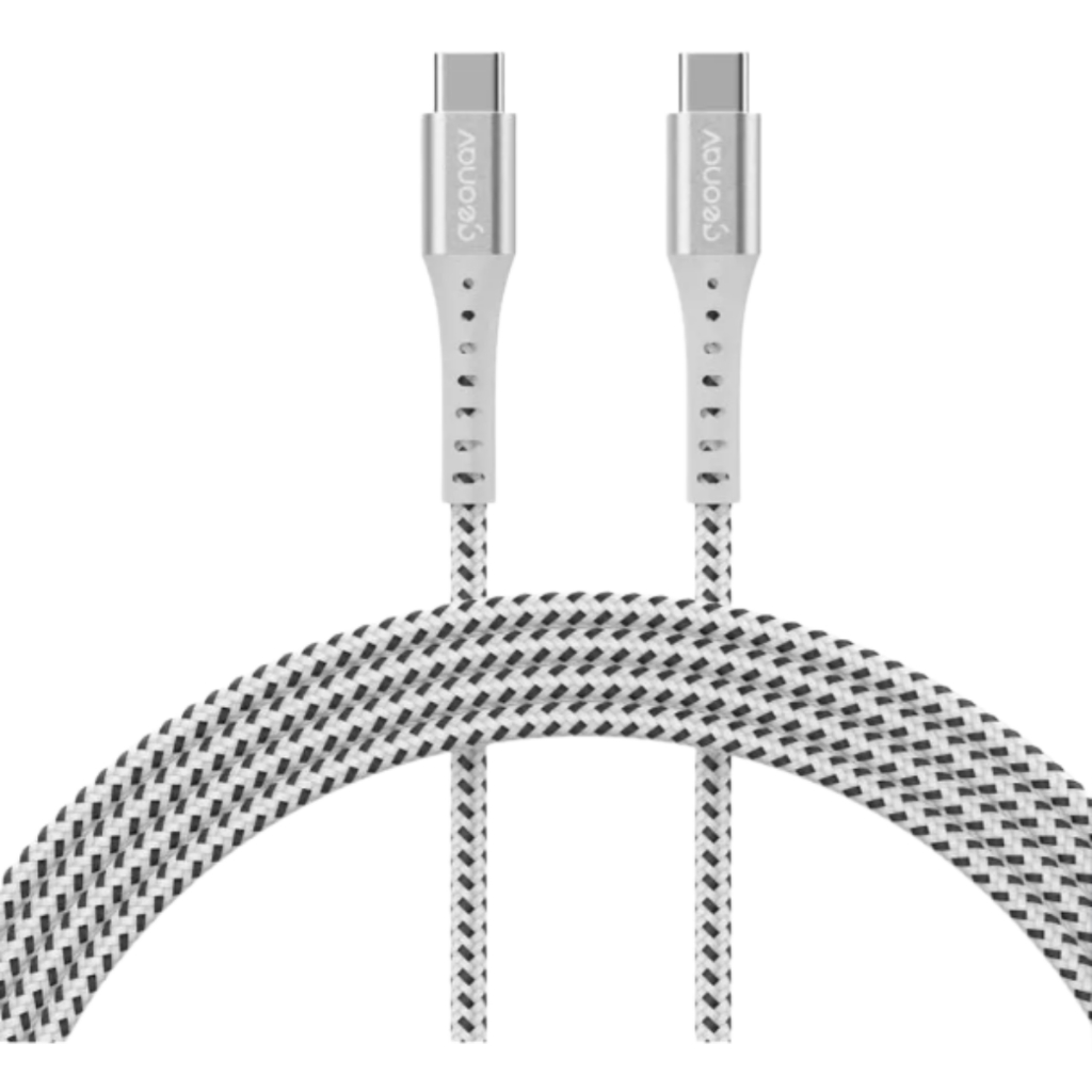 Cabo USB-C Geonav 1,2m Nylon Trançado Branco - Alta Durabilidade ESC06WT