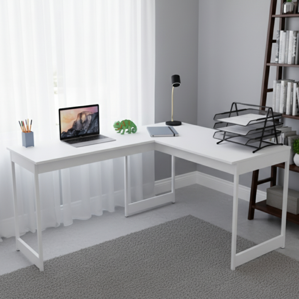 Mesa Em L Industrial Escrivaninha De Canto Ferro E Madeira 150cm Beni Camaleão