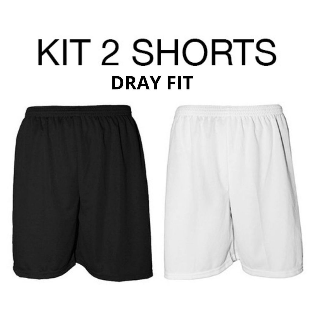 Kit 2 - Calção Shorts Bermuda de Futebol Liso Cores Esportes Caminhada Musculação