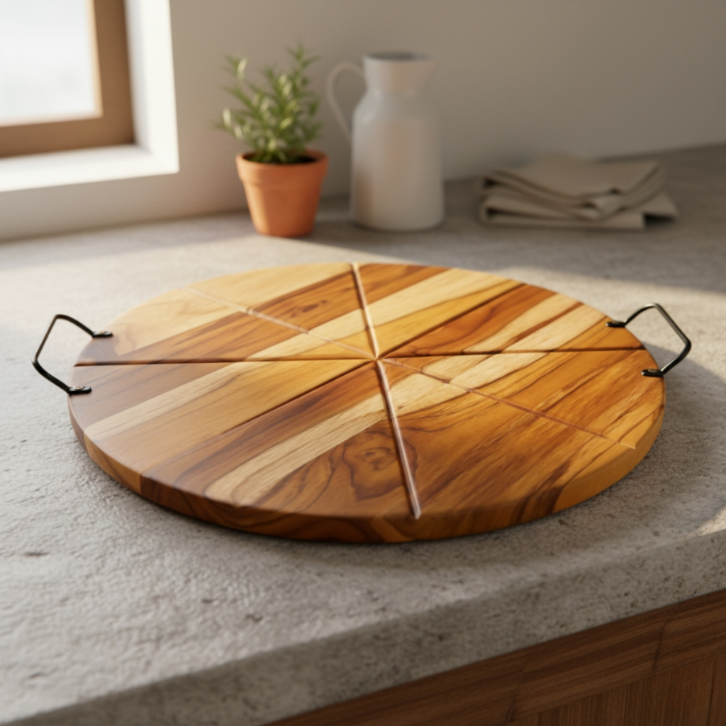 Tabua de Madeira para Servir Pizza Alça e Divisorias Resistente em Oferta na Shopee