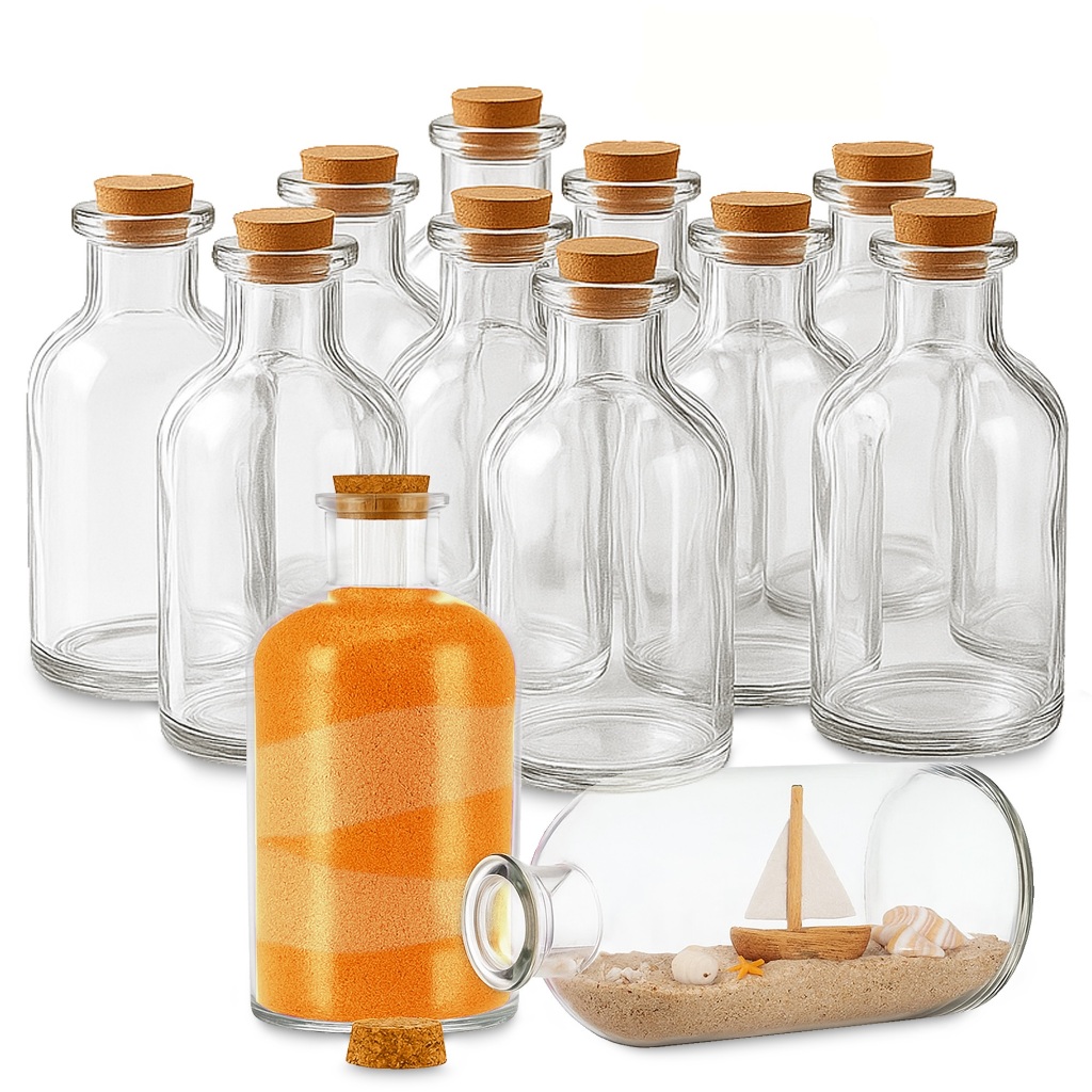 Kit 12 Mini Garrafa Frasco Vidro Tampa Rolha Difusor Lembrancinha Festa Penicilina Artesanato 150ml