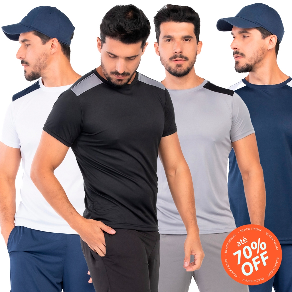 Camiseta Dry Fit Com Recorte no Ombro Academia Treino Secagem Rápida Masculina LVF96-A