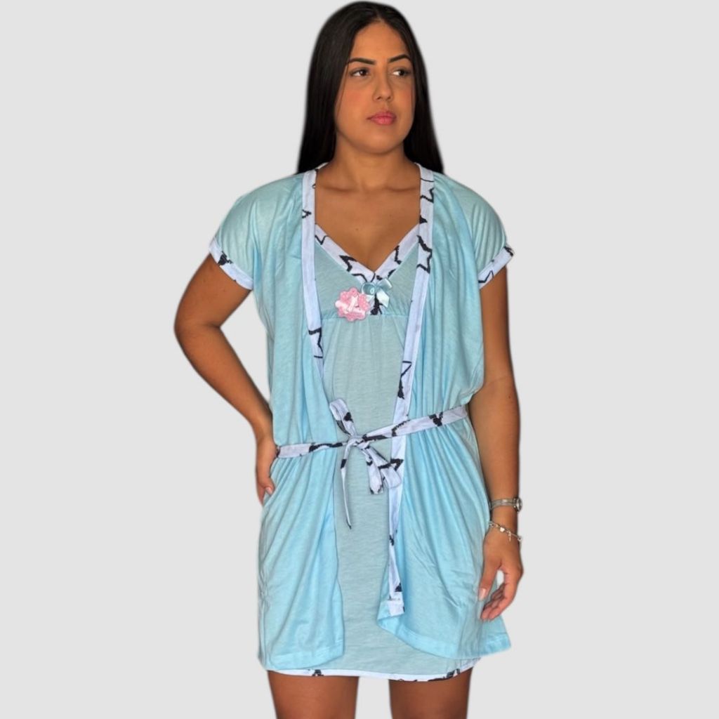 Camisola Com Robe Maternidade  M - G - GG em Oferta na Shopee