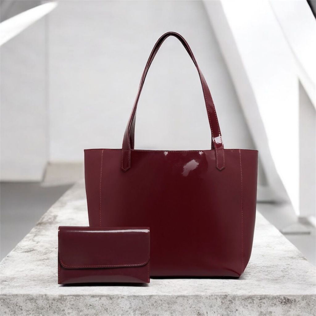 Bolsa Sacola London + Carteira em Veniz Bolsa Muito Espaçosa Para Notebook E Porta Objetos MP 01