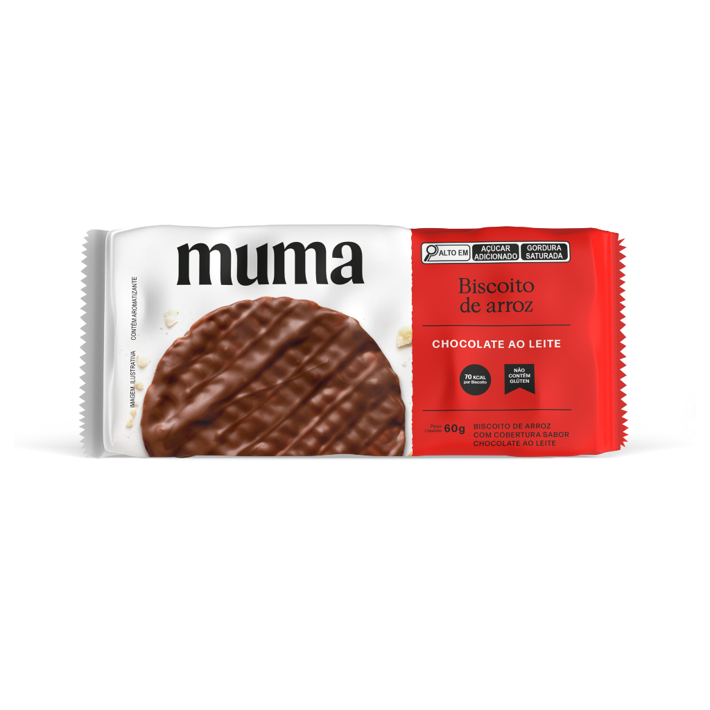Baggio Café Muma Snacks Biscoito de Arroz Chocolate ao Leite 60g - Pacote com 4 Biscoitos