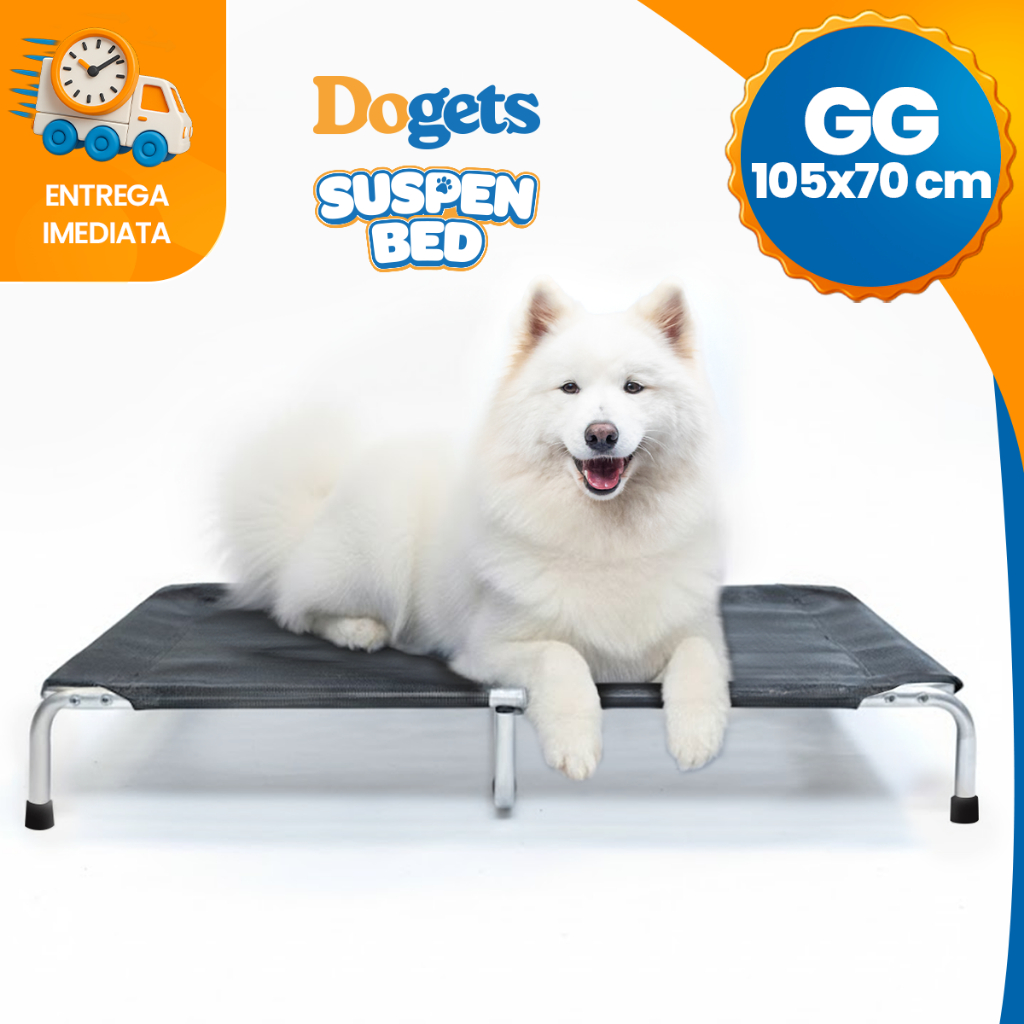 Cama para Cachorro Suspensa Elevada Pet Cães 105x70cm Tamanho GG Até 70kg Dogets