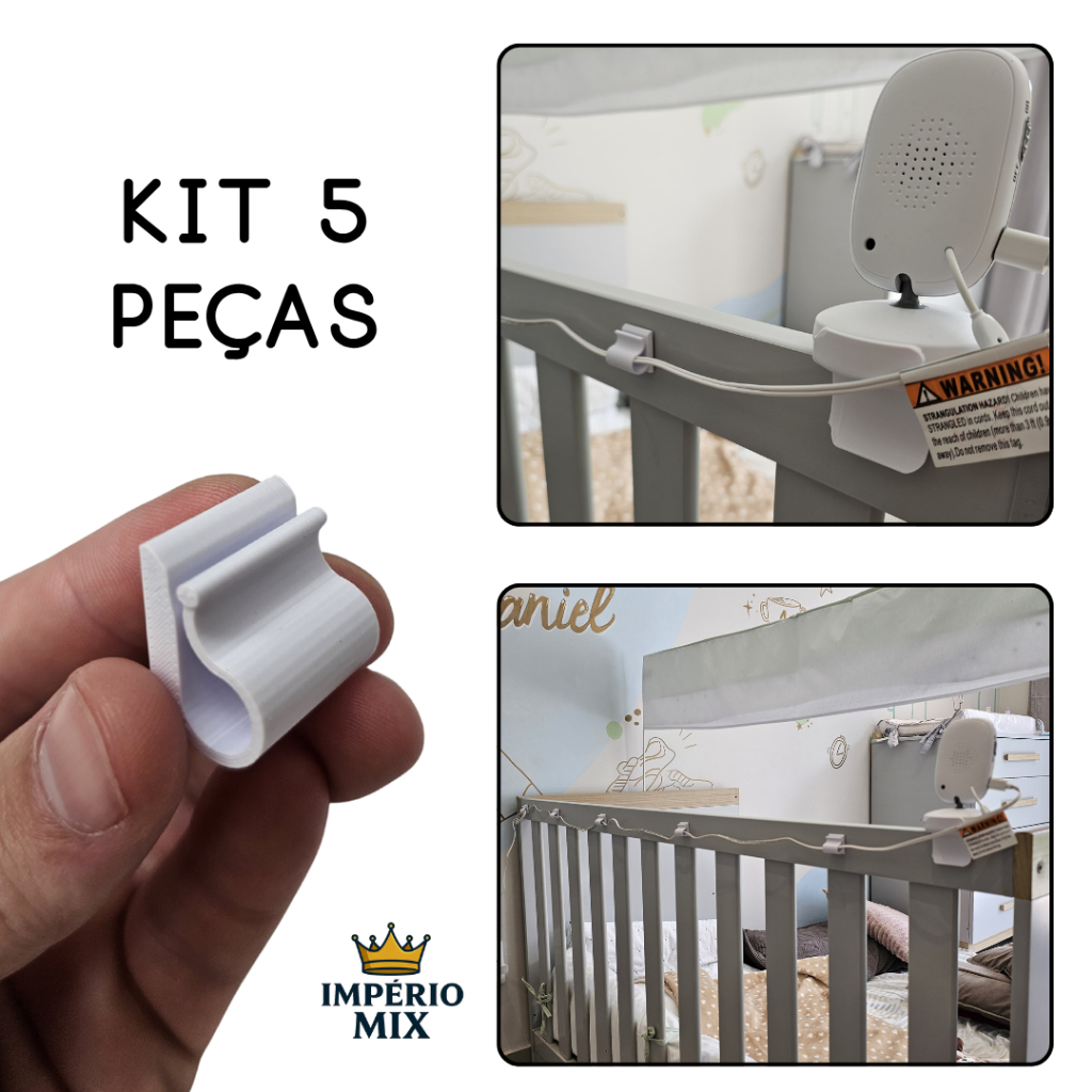Kit 5 Organizadores de Fio para Berço – Passa Fio BabySafe com Dupla Face – Para Babá Eletrônica