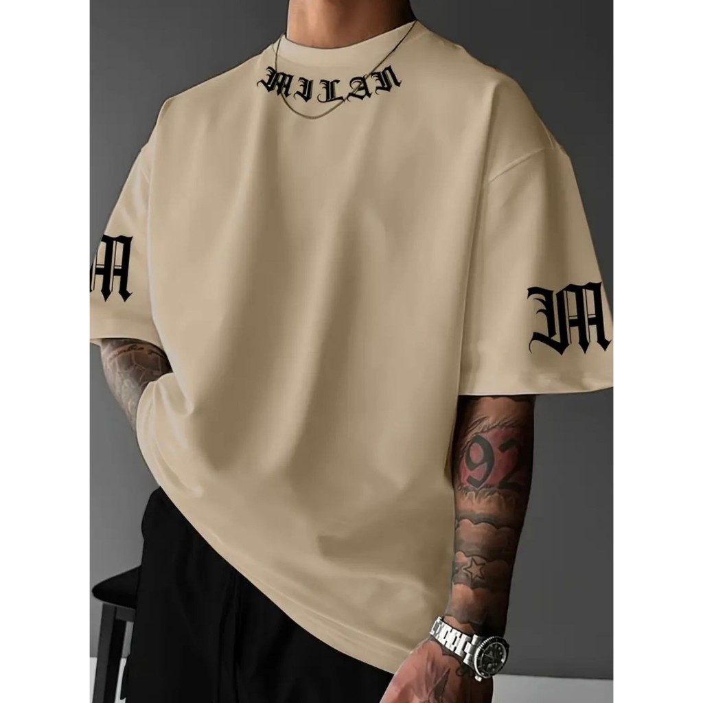 Camiseta Suedine Masculina Streetwear 240g Algodão EM Estampada Oversized