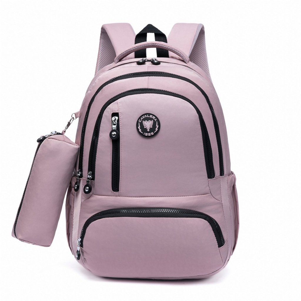 Kit Mochila Estojo Cavalera Feminino Espaçosa Faculdade Rosa