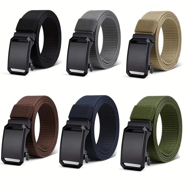 Cinto Tático Com Fivela Automática Masculina – De Nylon De Lona Casual Funcional Para Estudantes
