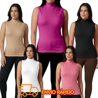 Regata feminina Gola Alta para Tranalhar Blusa Comprida Confortável