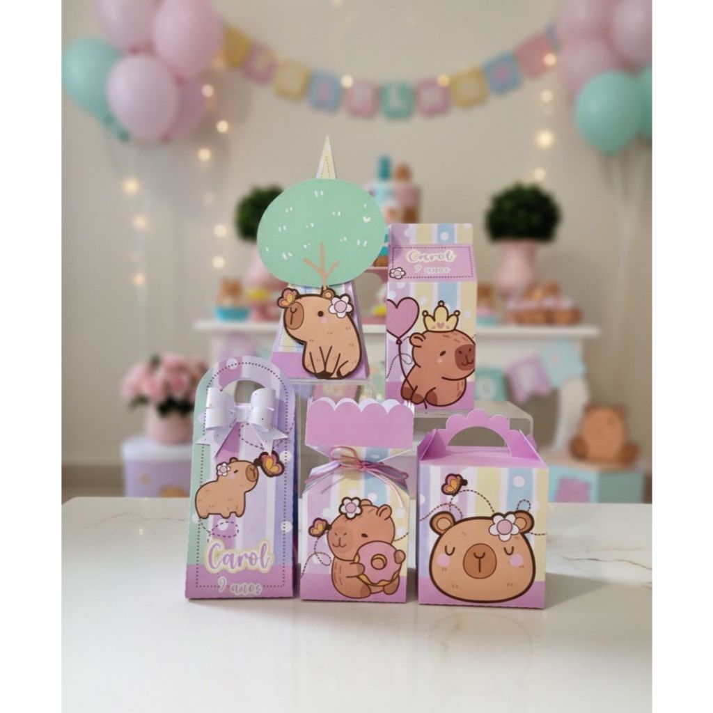 Kit Caixinhas Personalizadas Capivara Lembrancinha Surpresinha Para Festa Aniversario Infantil Economico