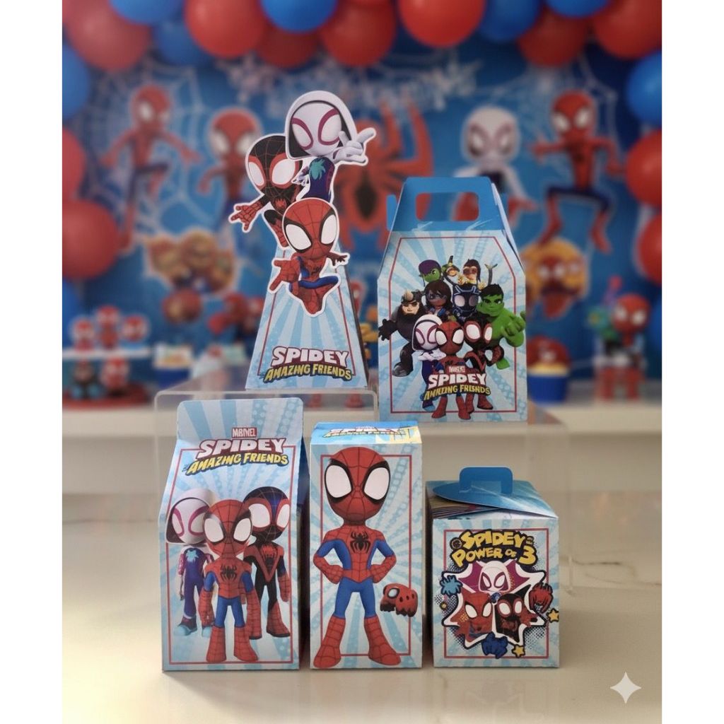 Kit Caixinhas Personalizadas Spidey e Seus Amigos Lembrancinha Homem Aranha Para Festa Aniversário Econômico