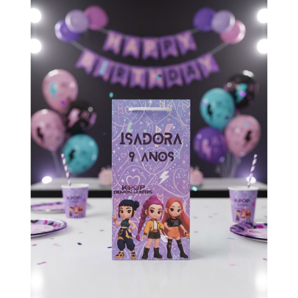 Sacolinha Personalizada Guerreiras Do KPOP Lembrancinha Surpresa Aniversario