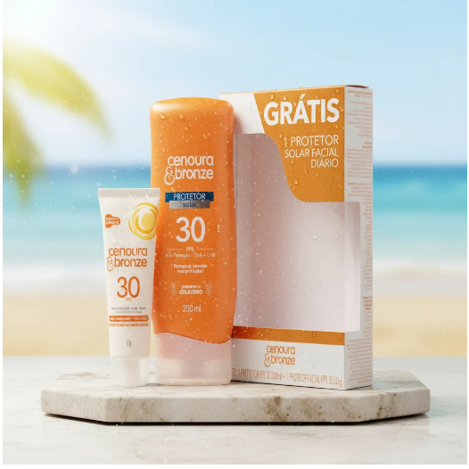 Kit Protetor Solar Cenoura E Bronze Fps30 50g + Fps30 200ml