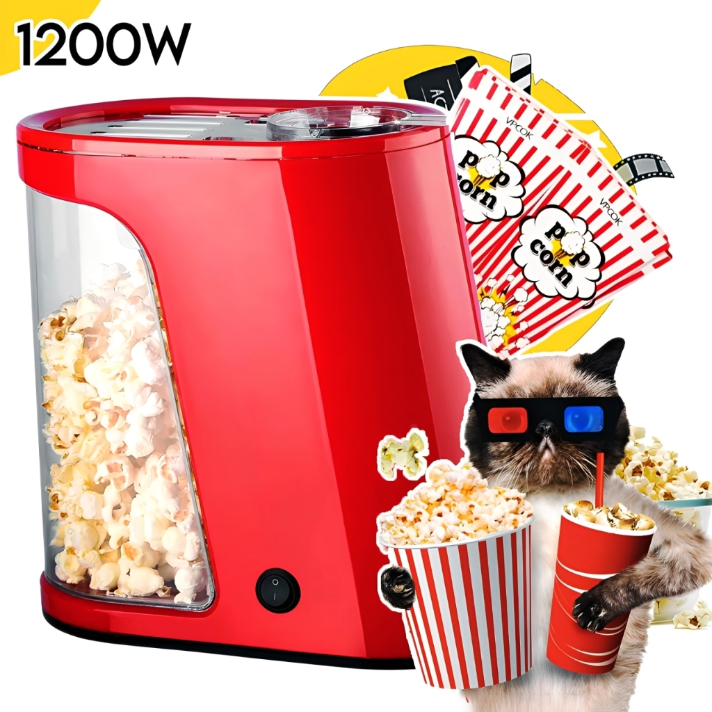 PIPOQUEIRA ELÉTRICA 110v 220v 1200W Ar Quente Máquina de Pipoca Sem Óleo PREMIUM