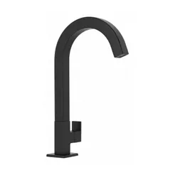 Torneira Bancada Mesa Preto Fosco para Banheiro Lavabo Quadrada Luxo Metal 1/4 de Volta
