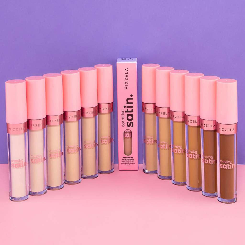 Corretivo Líquido Satin Acabamento Acetinado Vegano Original Vizzela em Oferta na Shopee