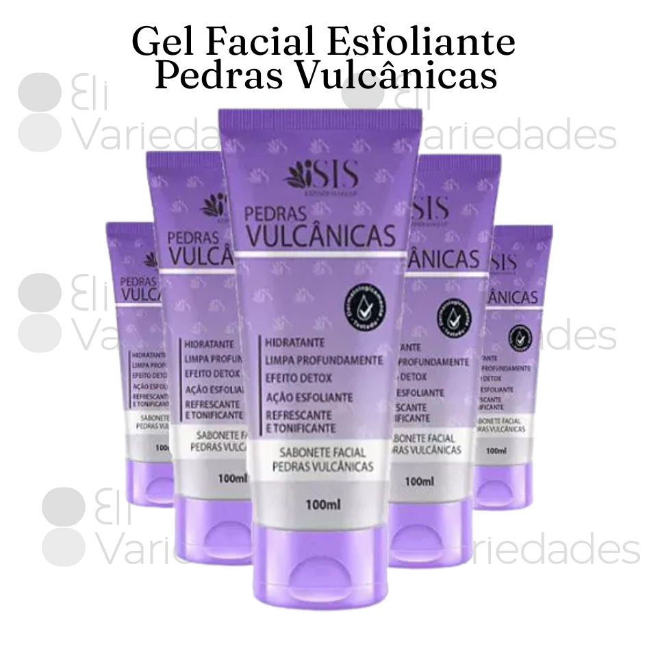 KIT 6 GEL FACIAL ESFOLIANTE PEDRAS VULCÂNICAS ISIS MAKE UP