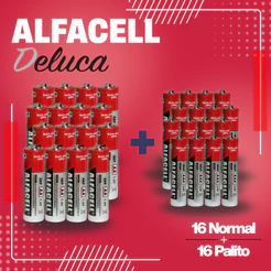 Alfacell 16 AA NORMAL+ 16 AAA PALITO 32 Unidades