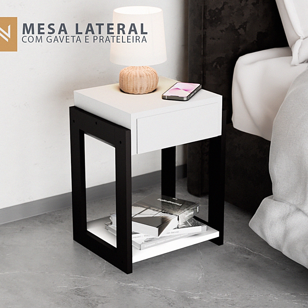 Mesa de Cabeceira Retro com Gaveta Decorativo para Quarto Nicho em Oferta na Shopee