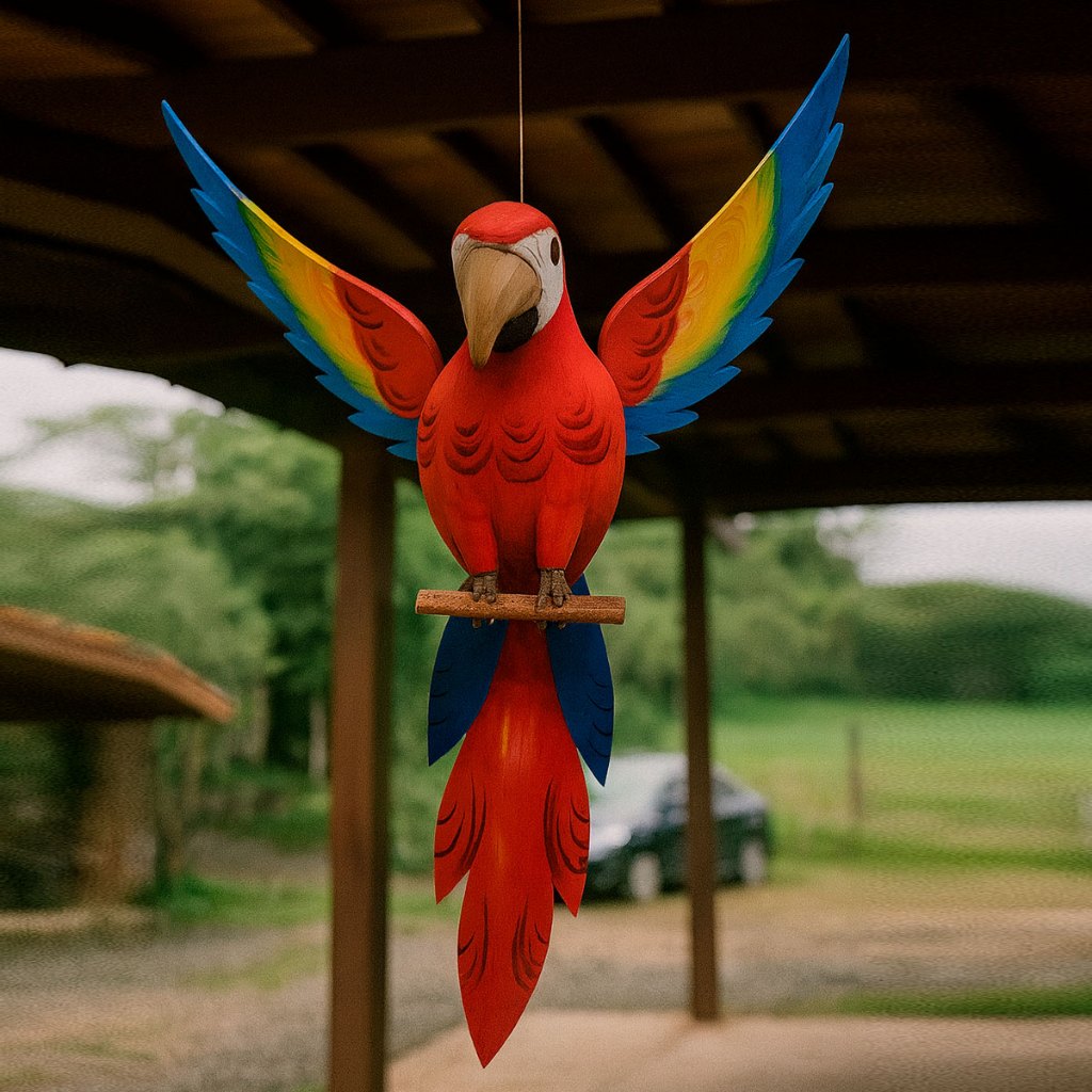 Pássaro Decorativo Arara Vermelha Gigante 90cm ou Arara Pequena de 45cm Madeira Decoração Garantia de satisfação