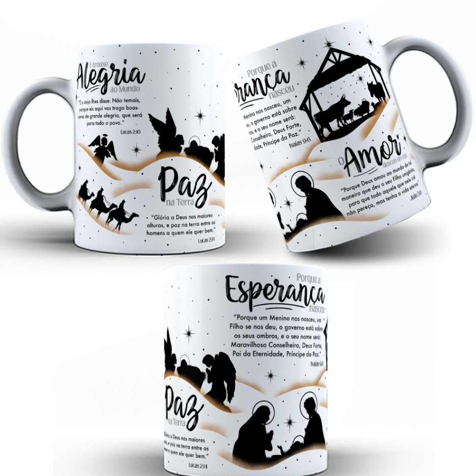 Caneca Presente de Natal - Luca 2:10 Lucas 2:14 Isais :9:6