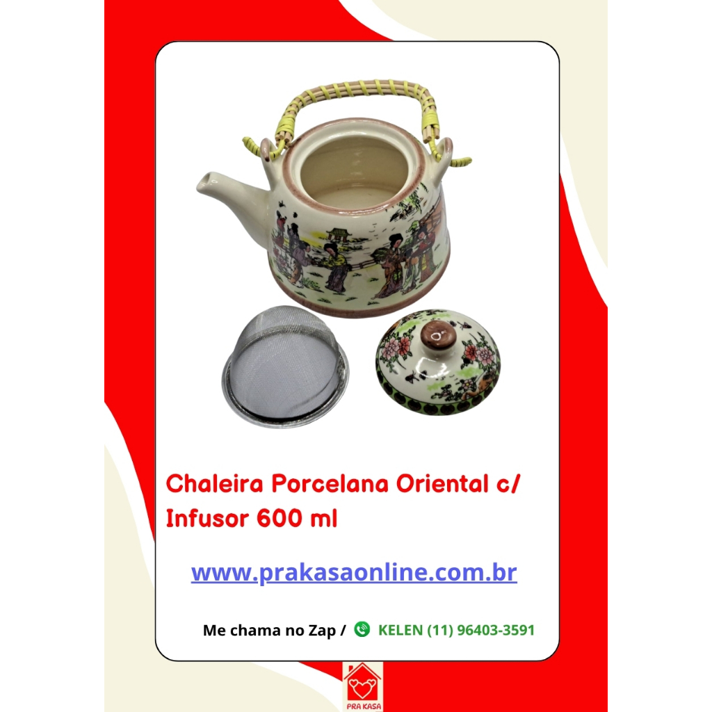 Chaleira Porcelana Oriental/Floral com Infusor 600 ml — imagem 2 de 2