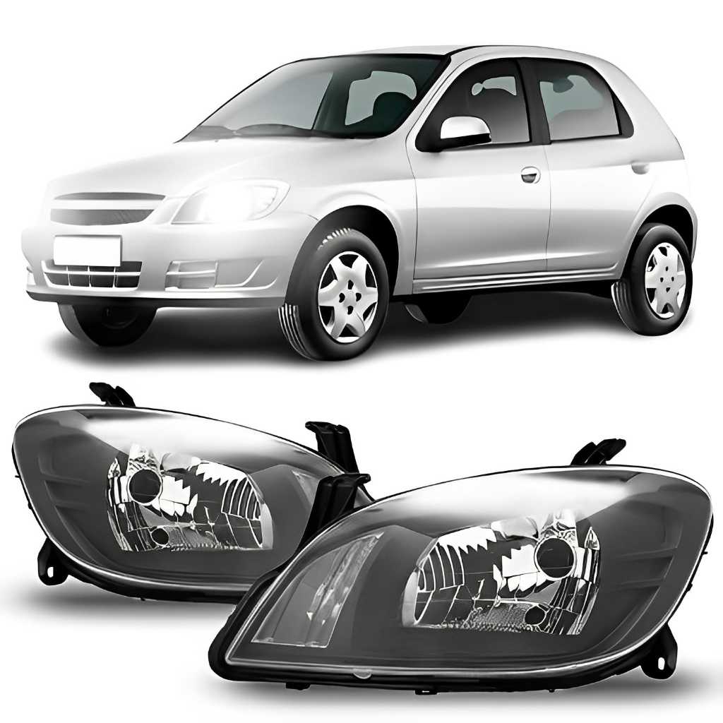 Par/Un Farol Dianteiro Celta 2006 2007 2008 2009 2010 2011 2012 Mascara Negra