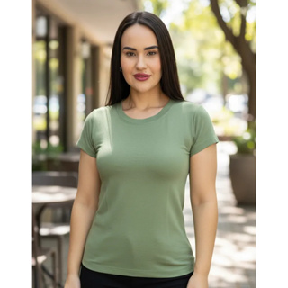 Blusinha Básica feminina, Moda Plus-Size Casual, Evangélica Baby-Look gola redonda,  viscolaycra ! em Oferta na Shopee