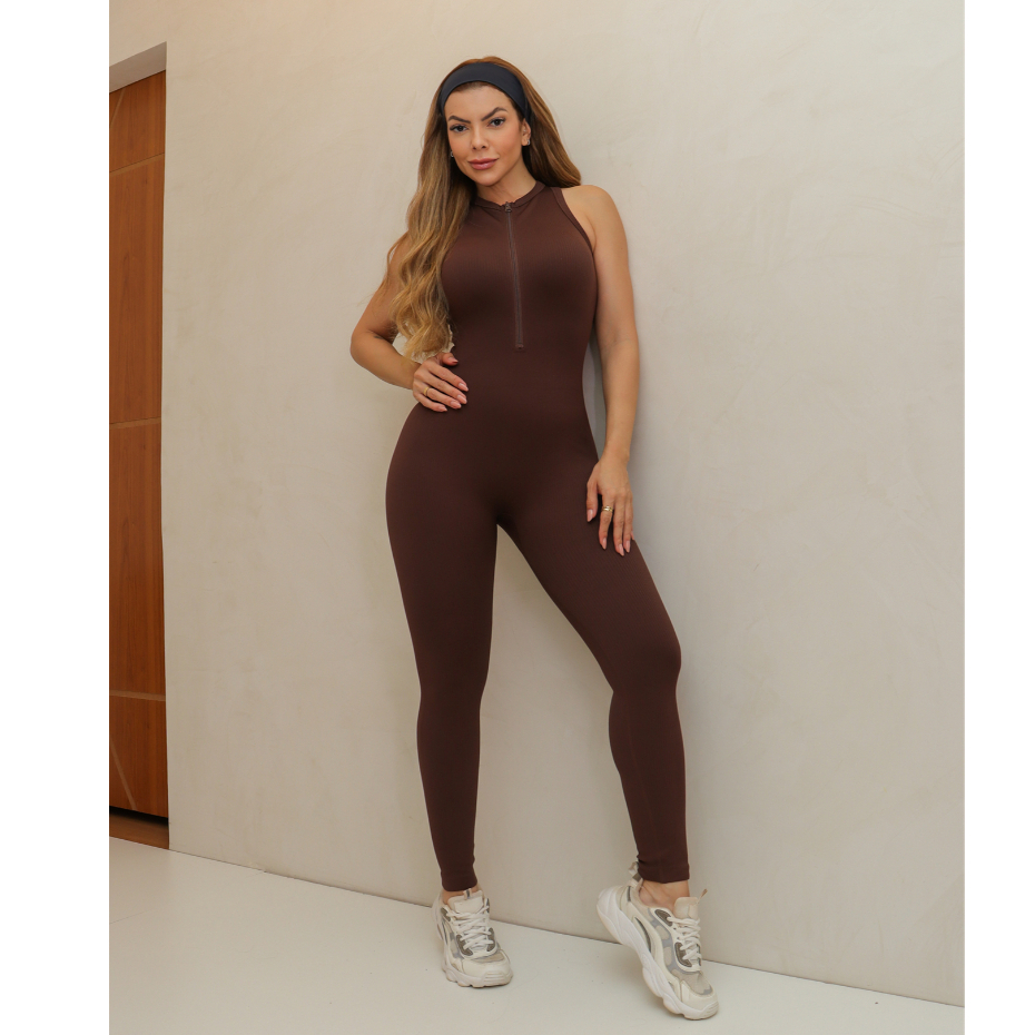 Macacão Feminino Fitness Esportivo Canelado Poliamida Academia Elástico 3RD SD1486 em Oferta na Shopee