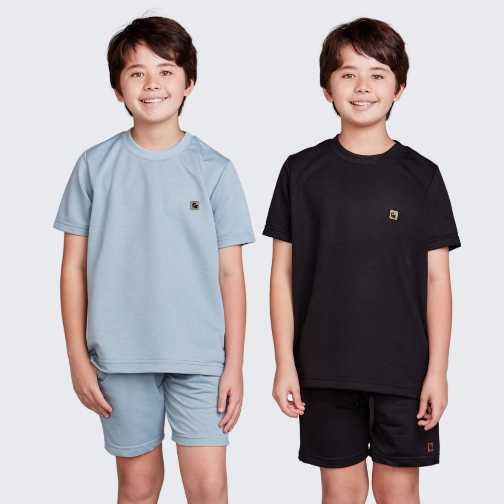 Kit 2 Conjunto Moletinho Conforto e estilo Camisa e Shorts Infantil Menino