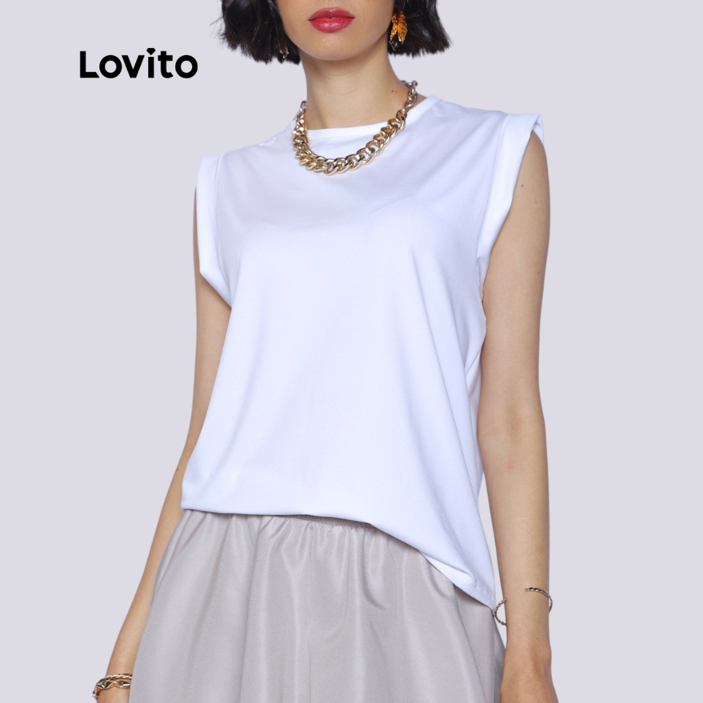 Lovito Regata Básica Casual Lisa Feminina LB883BRL913 em Oferta na Shopee