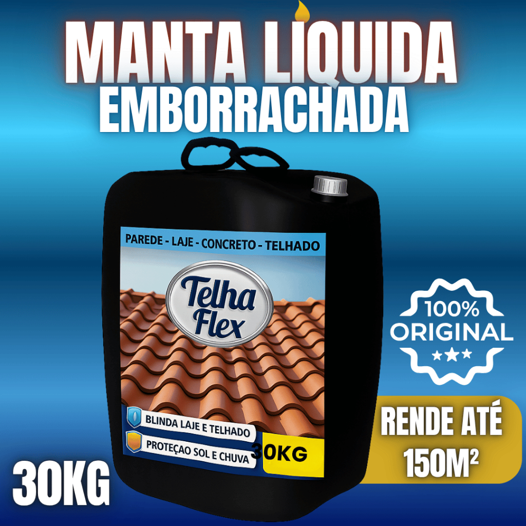 Manta Líquida Telhaflex Bombona 30kg Emborrachada Impermeabilizante Laje Telhado Proteção Umidade